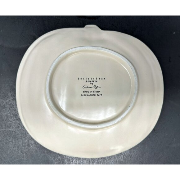 Set of 3 BARBARA EIGEN POTTERY BARN PUMPKIN White Salad Dessert Appetizer Plates - Picture 6 of 11